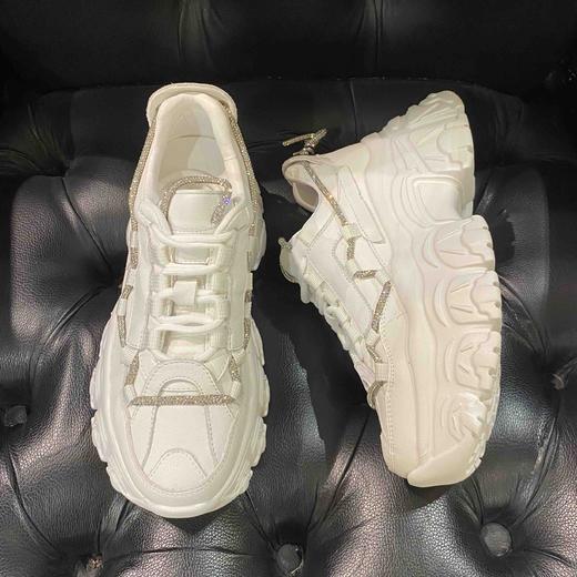 LFGJ女鞋  2283   真皮百搭小白新款厚底松糕鞋增高链条水钻老爹鞋 商品图5