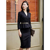 BT1XC4045A颈袖添香新款女装黑色时尚气质职业修身荷叶边女裙套装 商品缩略图2