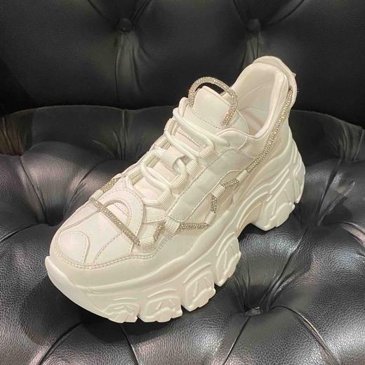 LFGJ女鞋  2283   真皮百搭小白新款厚底松糕鞋增高链条水钻老爹鞋 商品图0