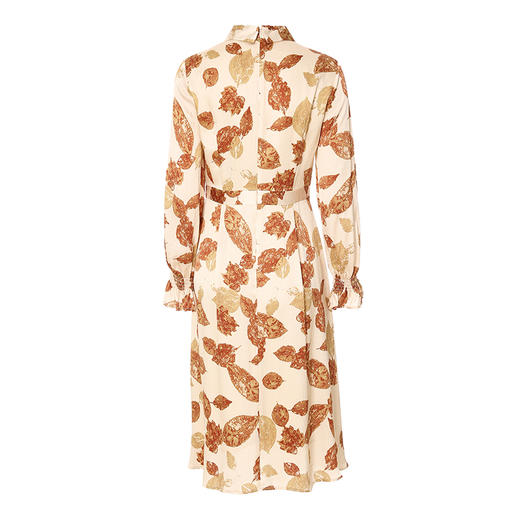 EITIE爱特爱秋季新款时尚洋气枫叶印花收腰显瘦立领连衣裙女6707416 商品图9