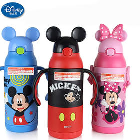迪士尼轻量抽真空不锈钢米奇头水壶套装（配双耳把手）3440#/400ML