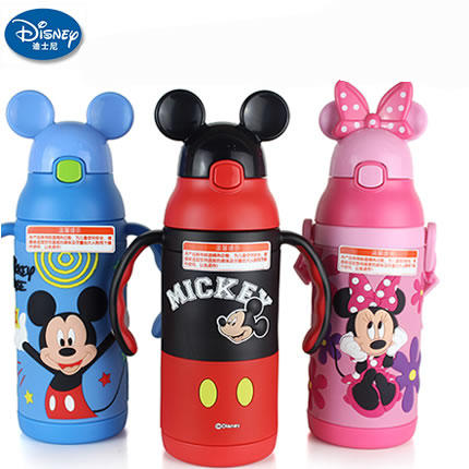 迪士尼轻量抽真空不锈钢米奇头水壶套装（配双耳把手）3440#/400ML 商品图0