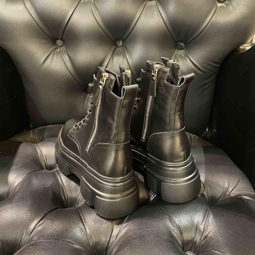 LFGJ女鞋  2295   真皮短靴女鞋新款超火英伦风双拉链短筒粗跟厚底马丁靴 商品图3