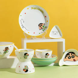 【蜡笔小新】原创碗碟套装家用网红可爱面碗饭碗陶瓷盘子日式餐具