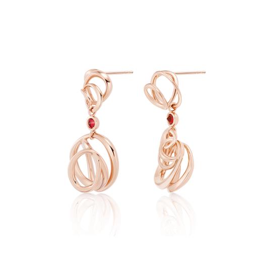 ROSEONLY 玫瑰系列-LOVE ROSE 耳钉耳饰 18K玫瑰金镶红宝镶钻 商品图6