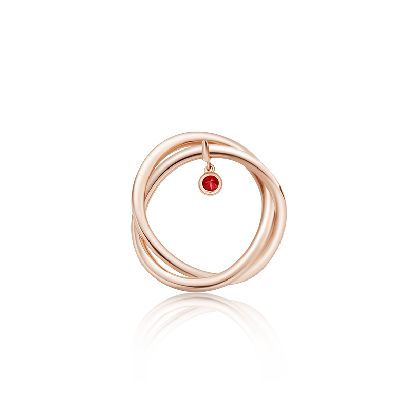 ROSEONLY 玫瑰系列 LOVE ROSE 戒指 18K玫瑰金镶红宝