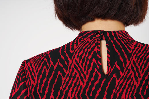 【S1M1】臣禾小立领斑马纹连衣裙9203020376 商品图4