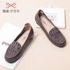 信诺真皮妈妈鞋子2021新款春秋软底单鞋女豆豆中老年平底浅口皮鞋21Q2287-17 商品缩略图3