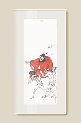 薛继业水墨连框高精版画80*38有框客厅卧室卫生间走廊装饰画