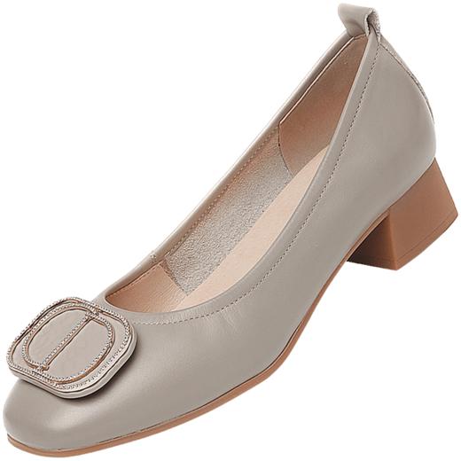 信诺真皮妈妈鞋中跟单鞋舒适软底中年女鞋浅口2021夏季春秋款皮鞋21Q1931-11 商品图4