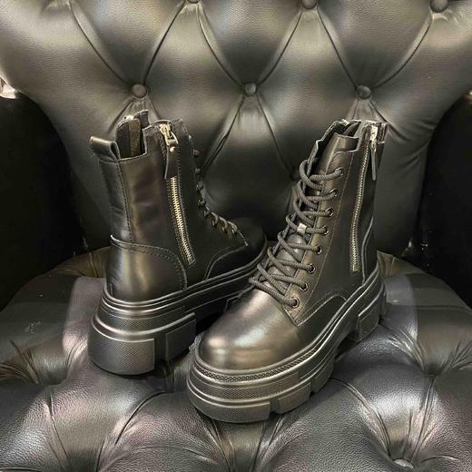 LFGJ女鞋  2295   真皮短靴女鞋新款超火英伦风双拉链短筒粗跟厚底马丁靴 商品图2