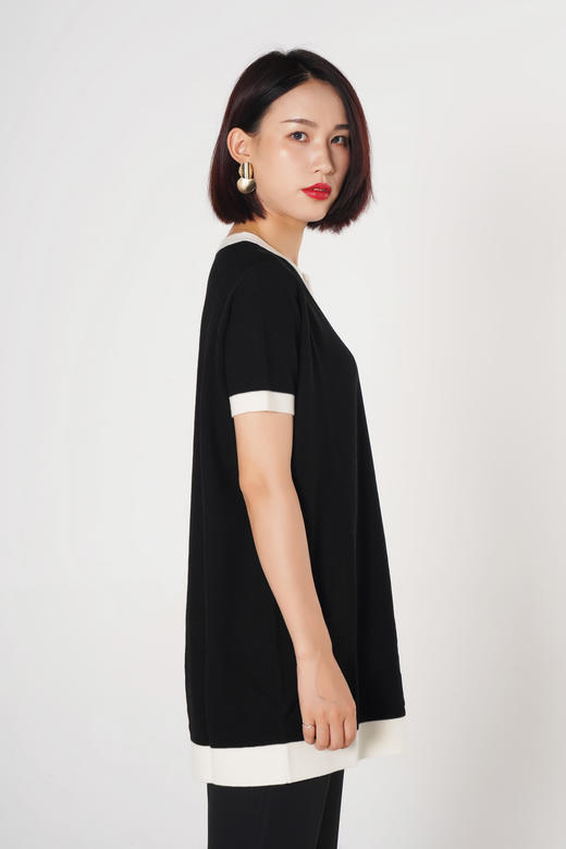 臣禾【100%羊毛】撞色拼接针织衫K212090603 商品图4