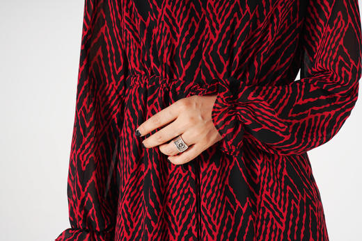 【S1M1】臣禾小立领斑马纹连衣裙9203020376 商品图2