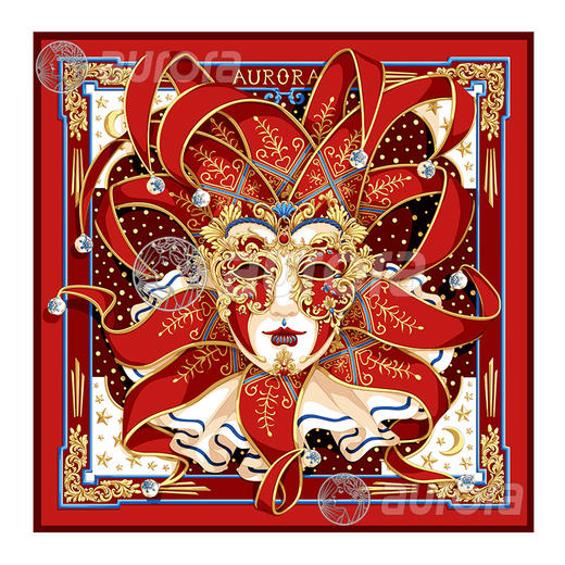 突尼斯面具狂欢 真丝丝巾 商品图4