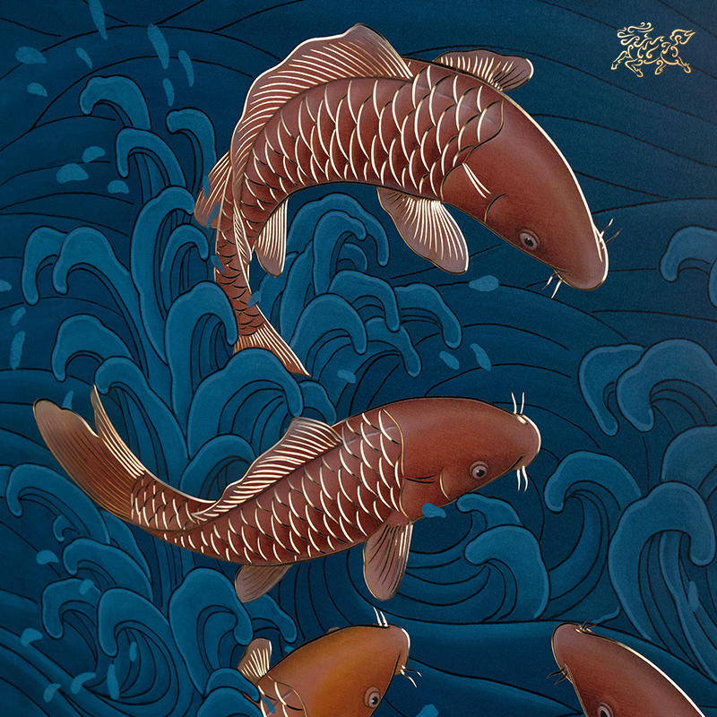 铜师傅 手工錾刻 铜雕画《九鱼欢腾》