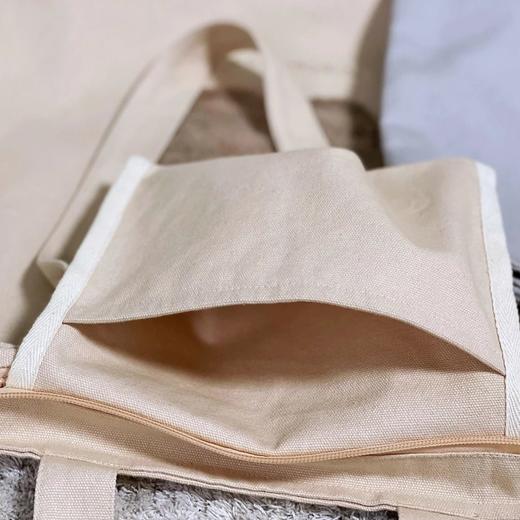 毛绒小熊双色带拉链帆布包 商品图13