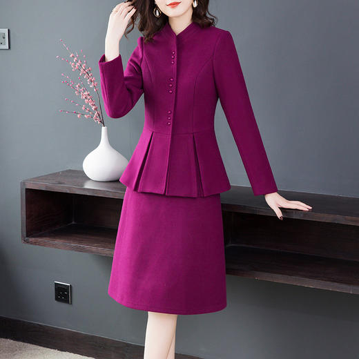 AWS  2126阔太太时尚气质呢子休闲两件套装 商品图3