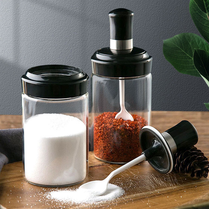 调味瓶罐厨房神器玻璃调料瓶调味罐油壶勺盖一体调料盒套装调料罐控盐