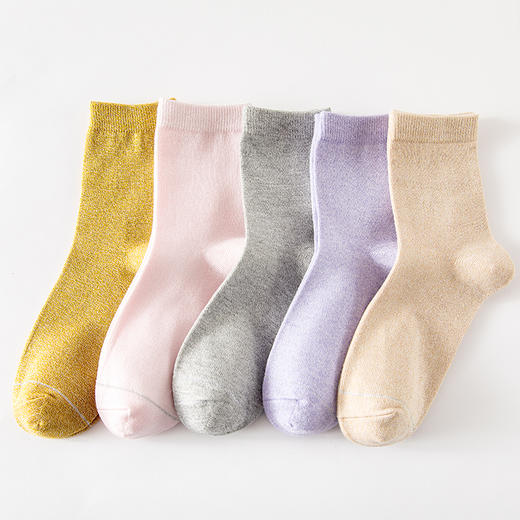 【女袜】竹纤维纯色中筒袜（5双） 商品图1