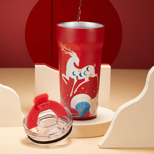 共禾京品X遇见博物 便携不锈钢保温杯-九色鹿 商品图3