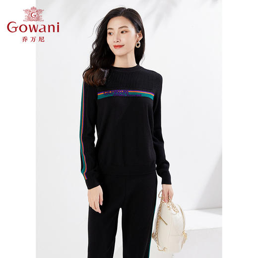 乔万尼新款羊毛针织衫轻款条纹软糯亲肤EI3M278 商品图1