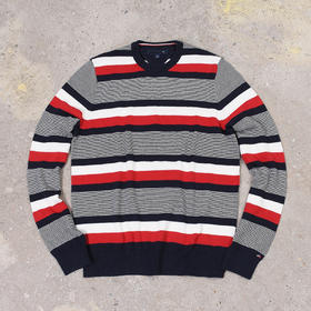 薄款 拼色棉质 袖口标 圆领毛衣/针织衫 T-1107