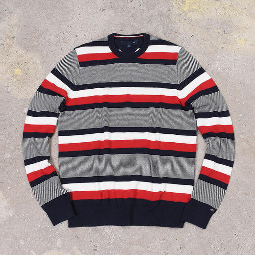 薄款 拼色棉质 袖口标 圆领毛衣/针织衫 T-1107 商品图0