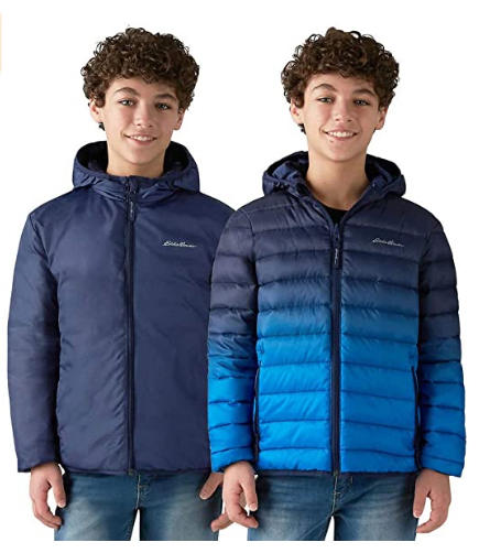 EB童装 双面穿 大童青少年渐变色75%鸭绒 连帽羽绒服 Z-7682 商品图0