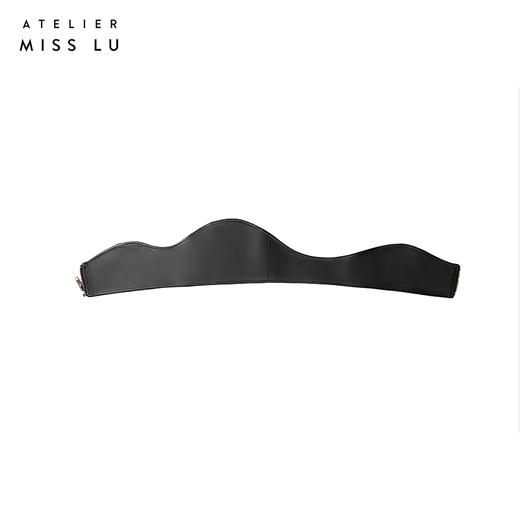 【流沙山丘】波浪造型仿小羊皮光泽黑拉链腰封/00000034A 商品图2