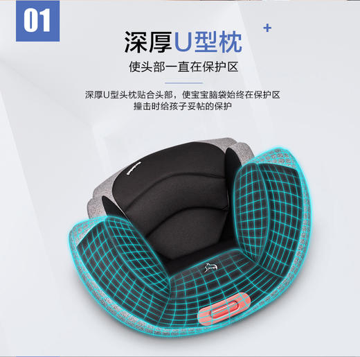 【施德辛贝】儿童安全座椅汽车用可睡躺适合约3-12岁车载宝宝座椅 K70麦迪思 商品图2