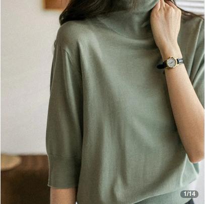 JH8817 簰打底德国120sOTW®技术五分袖高领针织衫 商品图6