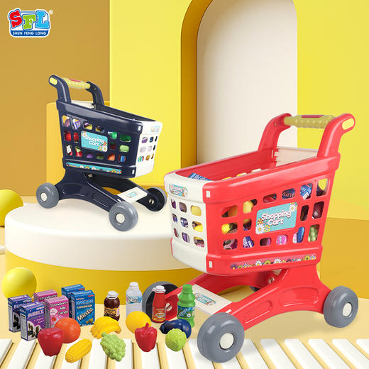 【顺锋隆】灯光音乐购物手推车男女孩儿童超市厨房蔬果幼园过家家玩具 商品图0