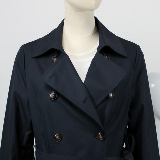 FOCALS福柯斯春秋新款双排扣百搭显瘦中长款外套风衣F2YCF626B3 商品图3