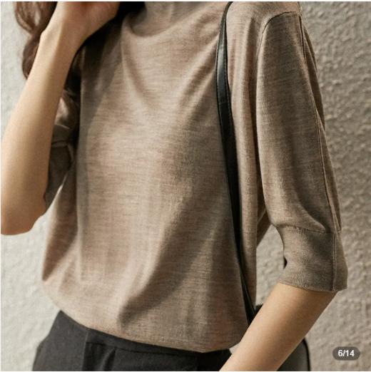 JH8817 簰打底德国120sOTW®技术五分袖高领针织衫 商品图5