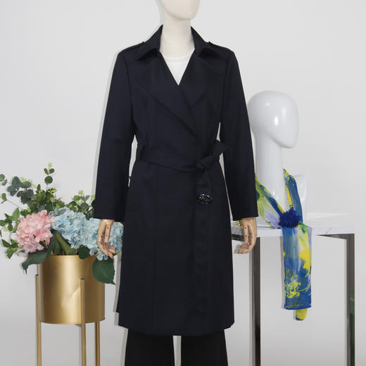 FOCALS福柯斯春秋新款羊毛混纺过膝中长款外套风衣F2YCF607B7 商品图0