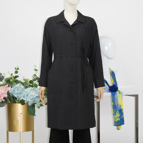 FOCALS福柯斯春秋新款休闲薄款羊毛混纺中长款外套风衣F2YCF502A3