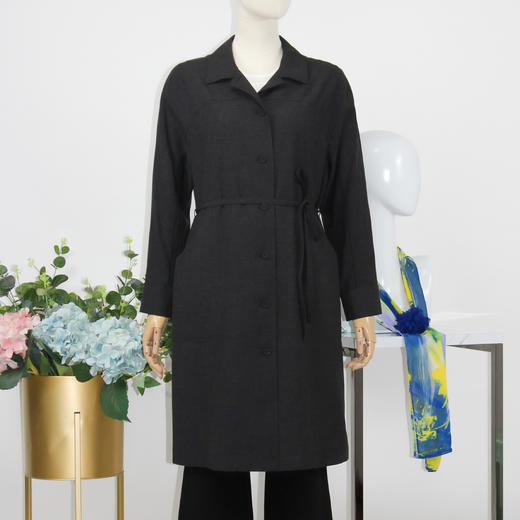 FOCALS福柯斯春秋新款休闲薄款羊毛混纺中长款外套风衣F2YCF502A3 商品图0