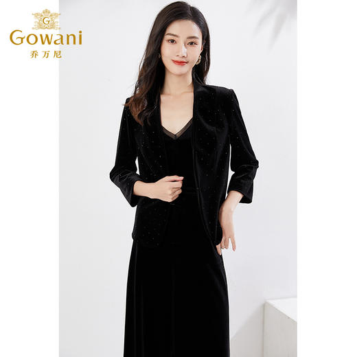 乔万尼早烫钻金丝绒短款西装外套重工EI3B211 商品图2