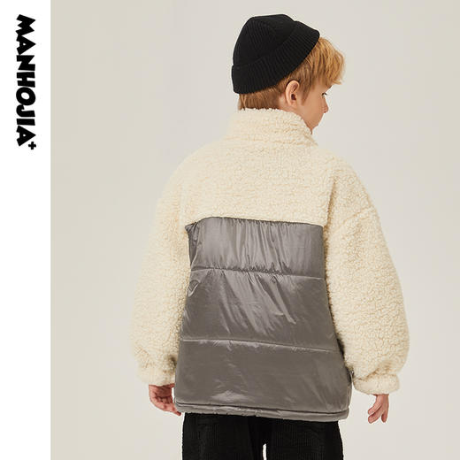 马拉丁潮牌漫画家儿童棉袄冬羊羔绒拼接街头宽松棉夹克潮 商品图2