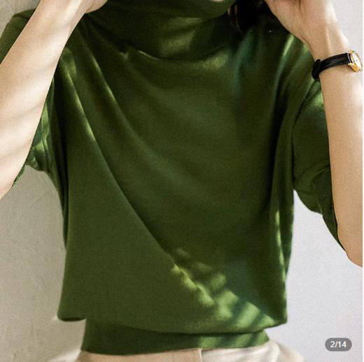 JH8817 簰打底德国120sOTW®技术五分袖高领针织衫 商品图1