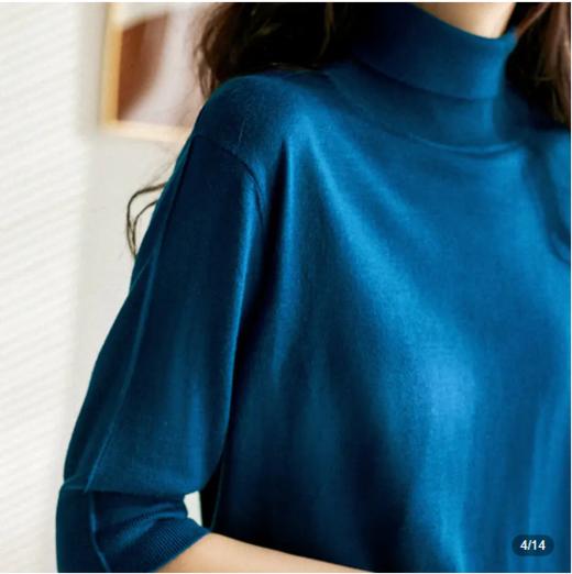 JH8817 簰打底德国120sOTW®技术五分袖高领针织衫 商品图0