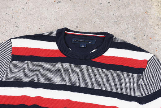 薄款 拼色棉质 袖口标 圆领毛衣/针织衫 T-1107 商品图2