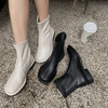 【亏本清仓】THE SOWING 全皮设计感小众大头粗跟马蹄靴女  鞋子偏大半码 （不支持退换）[福利品] 商品缩略图0