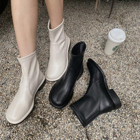 【亏本清仓】THE SOWING 全皮设计感小众大头粗跟马蹄靴女  鞋子偏大半码 （不支持退换）[福利品]