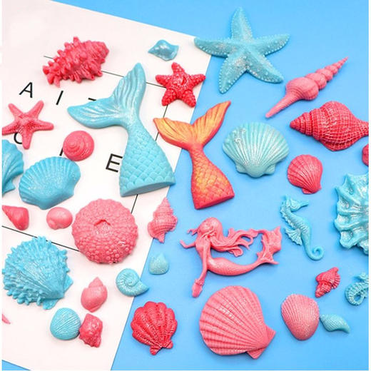 硅胶巧克力模具 【海洋风系列】 海星海贝海螺鱼尾蛋糕装饰 巧克力翻糖模具 商品图1