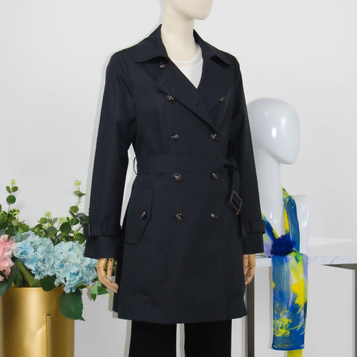 FOCALS福柯斯春秋新款双排扣百搭显瘦中长款外套风衣F2YCF626B3 商品图1