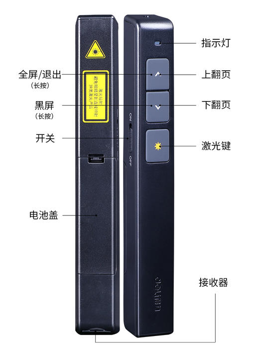 L| 得力翻页笔PPT无线商务办公激光笔电池投影笔教学电子教鞭2802PL幻灯片激光指示棒笔红外线笔翻页器 商品图1