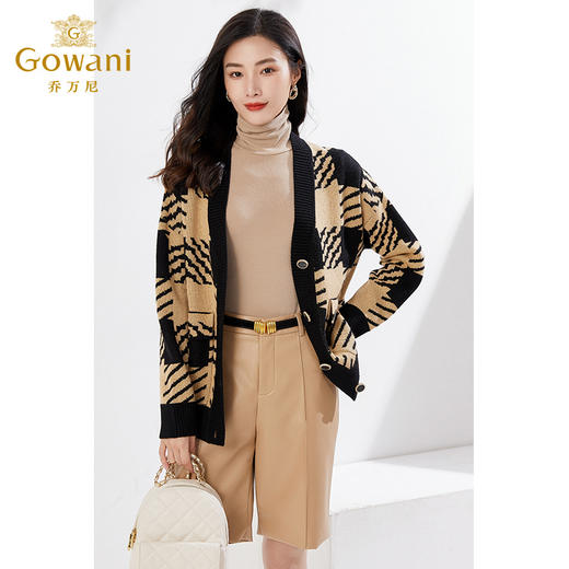 乔万尼早春新款羊毛针织开衫英伦风EI3M281 商品图1