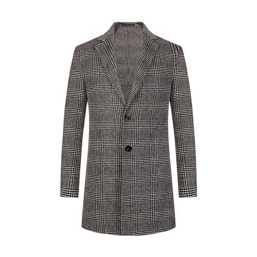 【含羊毛】柒牌毛呢大衣男时尚潮流中青年复古格子中长款冬装外套	121D70020 商品图4