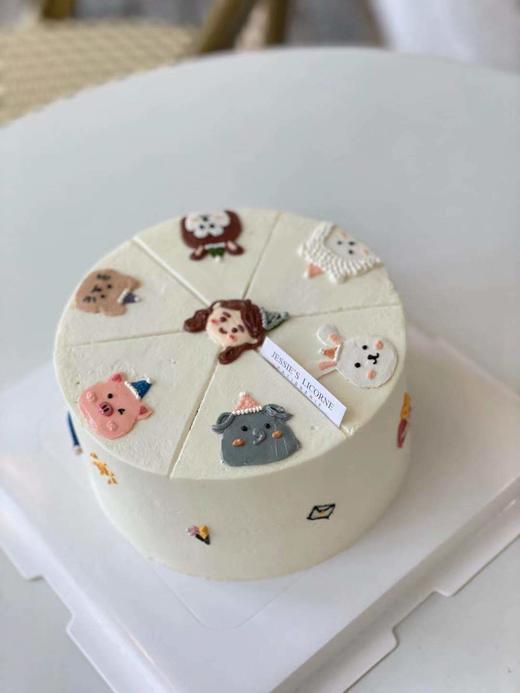 可爱小动物手绘奶油蛋糕 商品图0